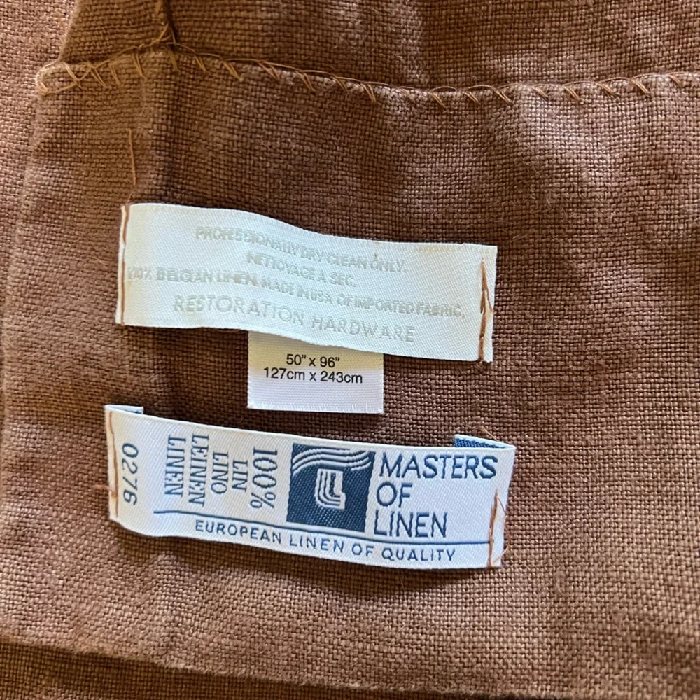 Pair of Brown Restoration Hardware Linen Curtains